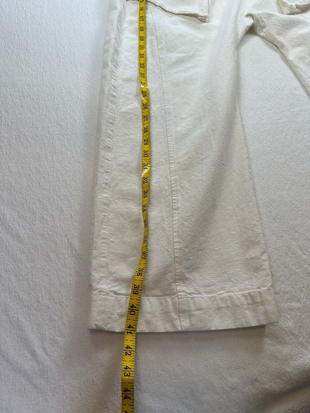 Free People Sky Rider Straight-Leg Ecru Paperbag Waist Pants Large - Picture 14 of 15
